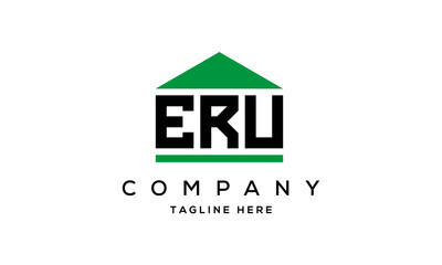 ERU three letter house for real estate logo design