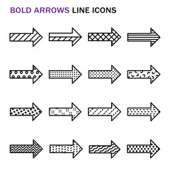 Bold arrows line icons