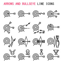 Arrows and bullseye line icons