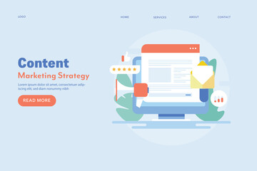Content marketing, inbound message to customer with modern concept of content marketing and digital advertising, business internet technology with blogs, email, social media web banner. - obrazy, fototapety, plakaty