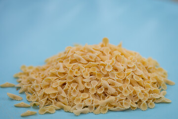 Variety of types and shapes of dry Italian pasta