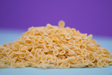 Variety of types and shapes of dry Italian pasta