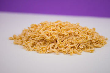 Variety of types and shapes of dry Italian pasta