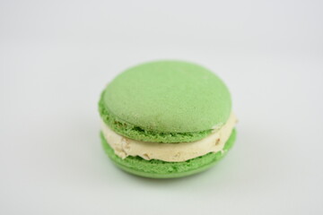 Multi coloured macarons on white