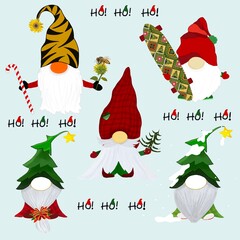 new year greeting card with Santa Gnomes