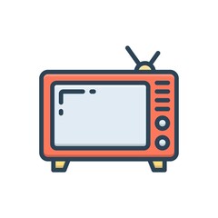 Color illustration icon for television
