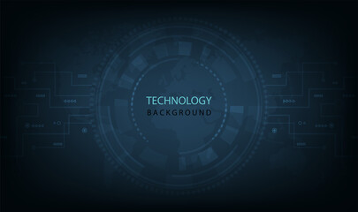 Obraz premium Digital electric circuit circle background.Image electric circuit on dark blue background.High tech circuit board connector system concept.