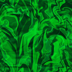 Green neon flame on a dark background. Chain lightning current energy, blaze seamless texture. Fantastic Gas cluster, Northern Lights  Color fire abstract digital wallpaper. Illustration