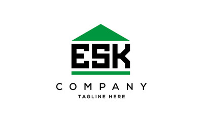 ESK three letter house for real estate logo design