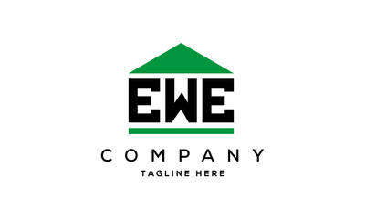 EWE three letter house for real estate logo design