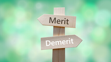 道しるべと緑背景_2方向_真ん中_MeritとDemerit文字入り