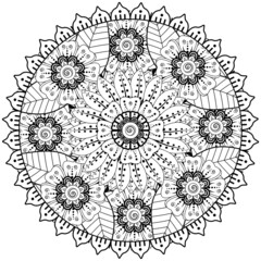 Mehndi flower for henna, mehndi, tattoo, decoration. decorative ornament in ethnic oriental style. doodle ornament. coloring book page.