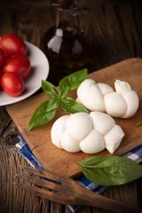 Foto op Plexiglas Twisted fresh Italian mozzarella Treccia. Italian soft cheese © Fabio Balbi
