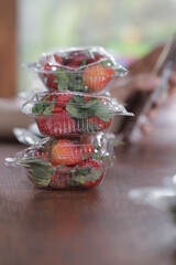 strawberry inside a plastic package