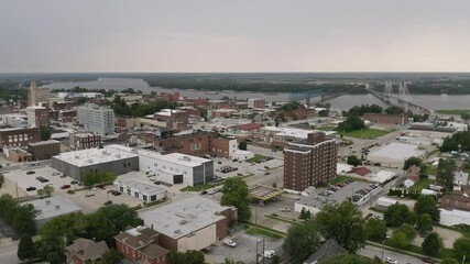 Aerial View Waterfront and City Center of Quincy Illinois
