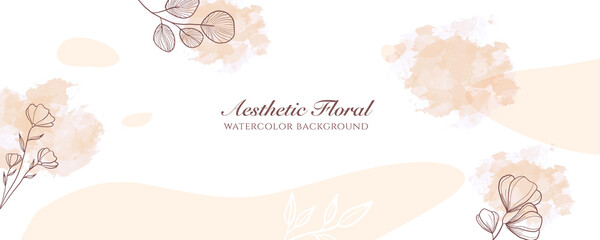 Watercolor vector design templates in simple modern style with copy space for text, flowers and leaves - wedding invitation backgrounds and frames, social media stories wallpapers
