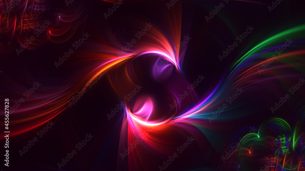 Poster 3d rendering abstract colorful fractal light background