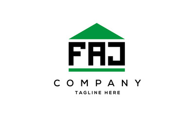 FAJ three letter house for real estate logo design