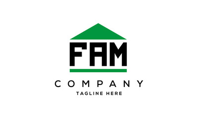 FAM three letter house for real estate logo design