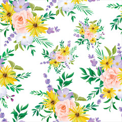 Obraz premium beautiful wild flower seamless pattern design