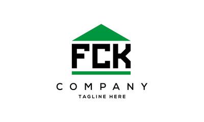 FCK three letter house for real estate logo design