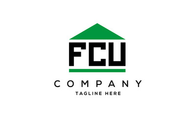 FCU three letter house for real estate logo design