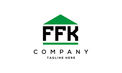 FFK three letter house for real estate logo design
