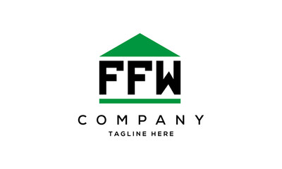 FFW three letter house for real estate logo design