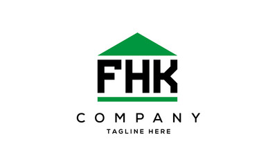 FHK three letter house for real estate logo design