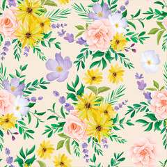 beautiful wild flower seamless pattern design