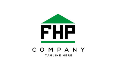 FHP three letter house for real estate logo design