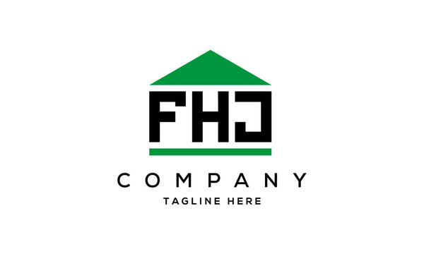 FHJ three letter house for real estate logo design