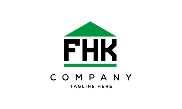 FHK three letter house for real estate logo design