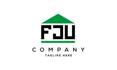 FJU three letter house for real estate logo design