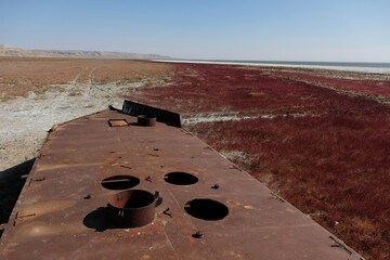 Abandoned boats on the territory of the drying up Aral Sea