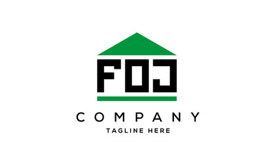 FOJ creative three letter house for real estate logo design