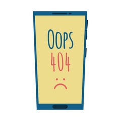Illustration of a phone with error 404. Concept of error 404.