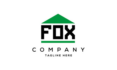 FOX creative three letter house for real estate logo design