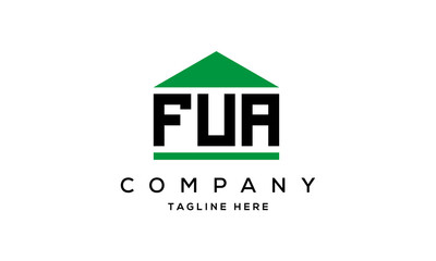 FUA three letter house for real estate logo design