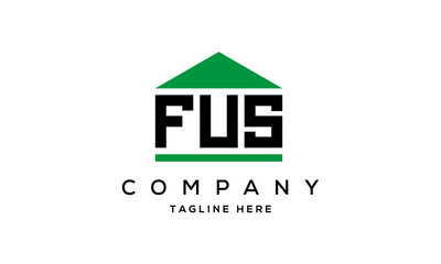 FUS three letter house for real estate logo design