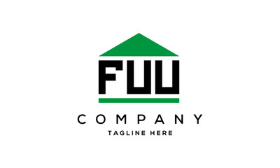 FUU three letter house for real estate logo design
