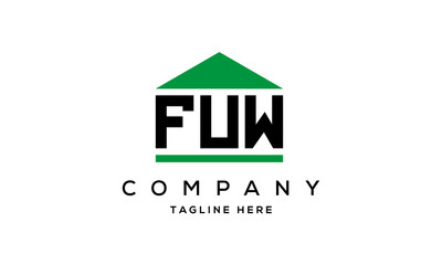 FUW three letter house for real estate logo design