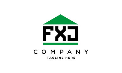 FXJ three letter house for real estate logo design