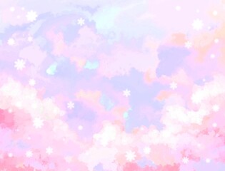 雪景色　朝焼け　背景壁紙