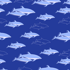 seamless pattern for pastel linen with dolphins