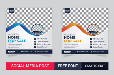 Real estate Social media post or square web banner advertising template design, Social Media Post Layouts for Real Estate