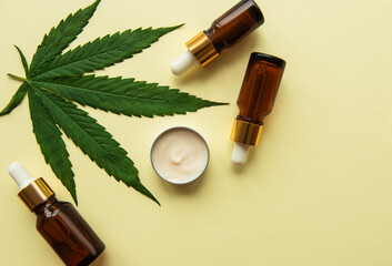 CBD oil, hemp tincture, cannabis cosmetic product for skin care.