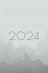 Fototapeta na wymiar 2024 calendar with fog gray gradient fluid wave