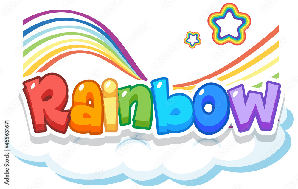 Poster Rainbow word logo on the cloud