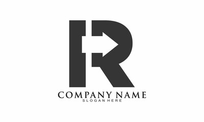 Letter R with arrow vector logo